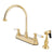 Kingston Polished Brass Two Handle 8" Kitchen Faucet With Brass Sprayer KB3752PLBS