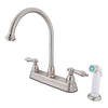 Kingston Brass Satin Nickel Two Handle 8" Kitchen Faucet with Sprayer KB3758AL