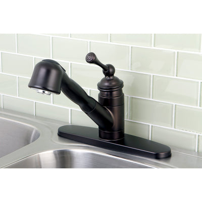 Kingston Oil Rubbed Bronze Single Handle 8" Pull-Out Kitchen Faucet KB3895BL