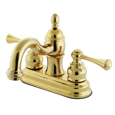Kingston Polished Brass 2 Handle 4" Centerset Bathroom Faucet w Drain KB3902BL