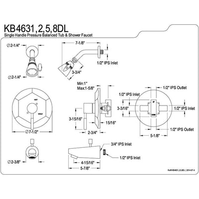 Kingston Brass Concord Satin Nickel Single Handle Tub & Shower Faucet KB4638DL