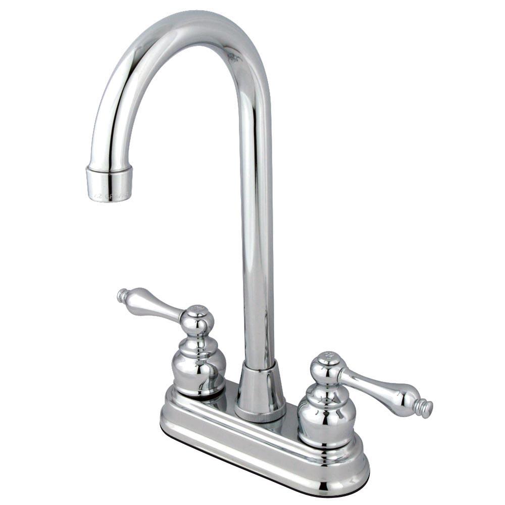 Kingston Chrome Two Handle 4" Centerset High-Arch Bar Prep Sink Faucet KB491AL