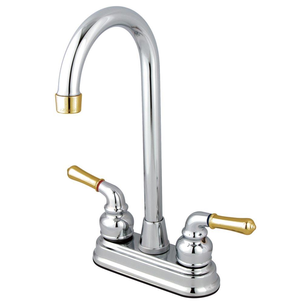 Kingston Brass Chrome/Polished Brass Magellan 4" bar / prep sink faucet KB494