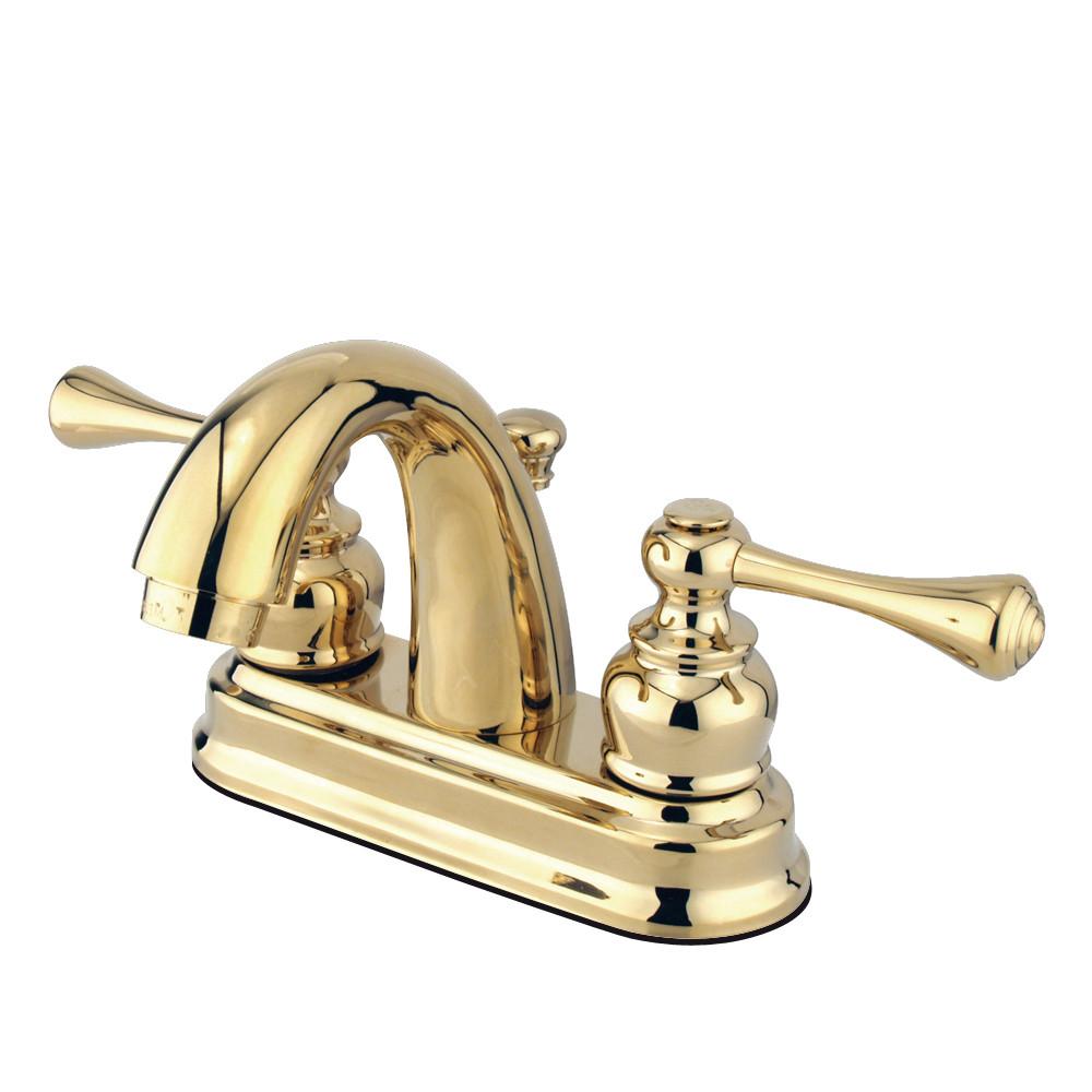 Kingston Polished Brass 2 Handle 4" Centerset Bathroom Faucet w Drain KB5612BL