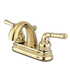Kingston Polished Brass 2 Handle 4" Centerset Bathroom Faucet w Drain KB5612NML