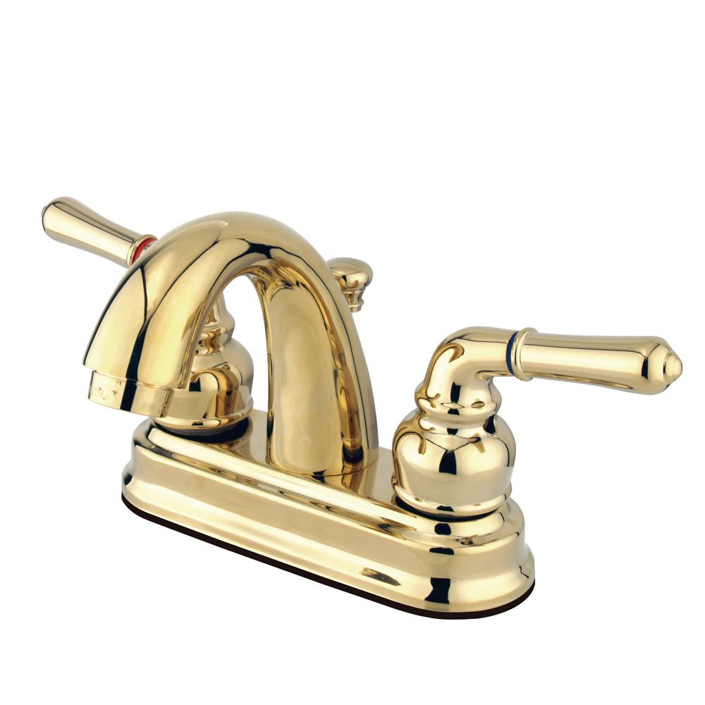Kingston Polished Brass 2 Handle 4" Centerset Bathroom Faucet w Drain KB5612NML