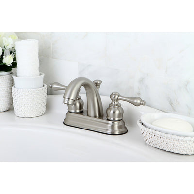 Kingston Satin Nickel 2 Handle 4" Centerset Bathroom Faucet with Pop-up KB5618AL