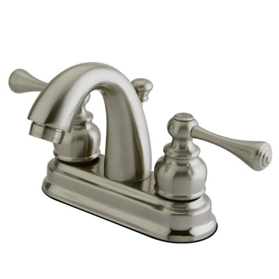 Kingston Satin Nickel 2 Handle 4" Centerset Bathroom Faucet with Pop-up KB5618BL