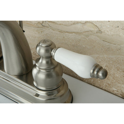Kingston Satin Nickel 2 Handle 4" Centerset Bathroom Faucet with Pop-up KB5618PL