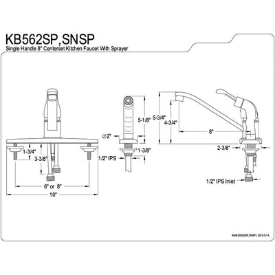 Kingston Brass Chrome Single Handle Kitchen Faucet With Sprayer KB562SNSP