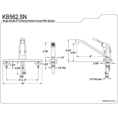 Kingston Brass Satin Nickel Single Handle Kitchen Faucet With Sprayer KB562SN