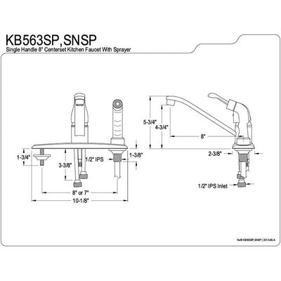 Kingston Brass Chrome Single Handle Kitchen Faucet With Chrome Sprayer KB563SP