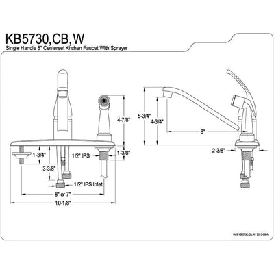 Kingston Brass Chrome Single Handle Kitchen Faucet With Deck Sprayer KB5730