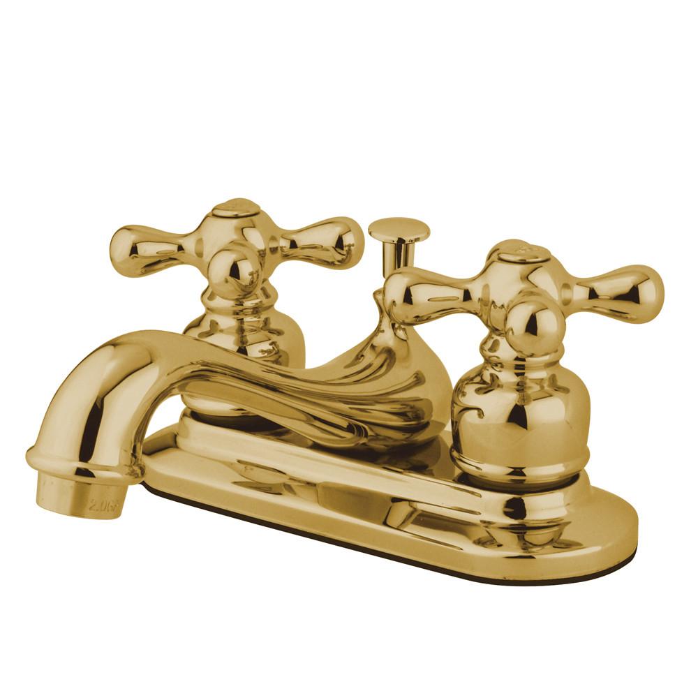 Kingston Polished Brass 2 Handle 4" Centerset Bathroom Faucet w Drain KB602AX