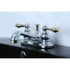 Kingston Chrome/Polished Brass 4" Centerset Bathroom Faucet w Pop-up KB604AL