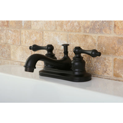 Kingston Oil Rubbed Bronze 2 Handle 4" Centerset Lavatory Faucet w drain KB605AL