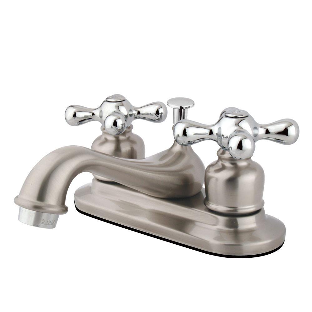 Kingston Satin Nickel/Chrome 4" Centerset Bathroom Faucet KB607AX