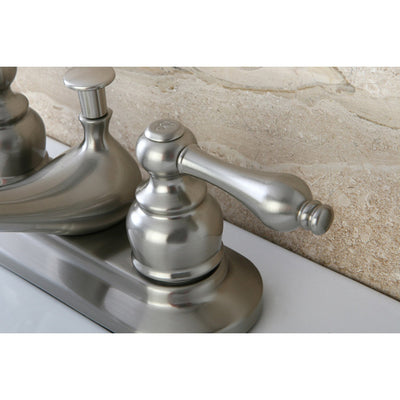Kingston Satin Nickel 2 Handle 4" Centerset Bathroom Faucet with Pop-up KB608AL