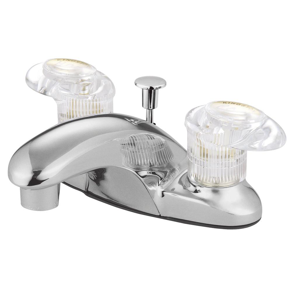 Kingston Brass Chrome 2 Handle 4" Centerset Bathroom Faucet with Pop-up KB6151