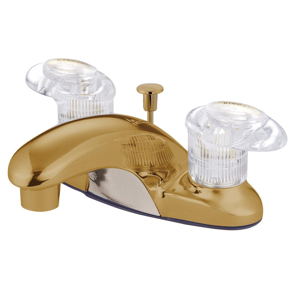 Kingston Polished Brass 2 Handle 4" Centerset Bathroom Faucet with Pop-up KB6152