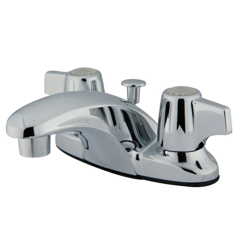 Kingston Brass Chrome 2 Handle 4" Centerset Bathroom Faucet with Pop-up KB620B