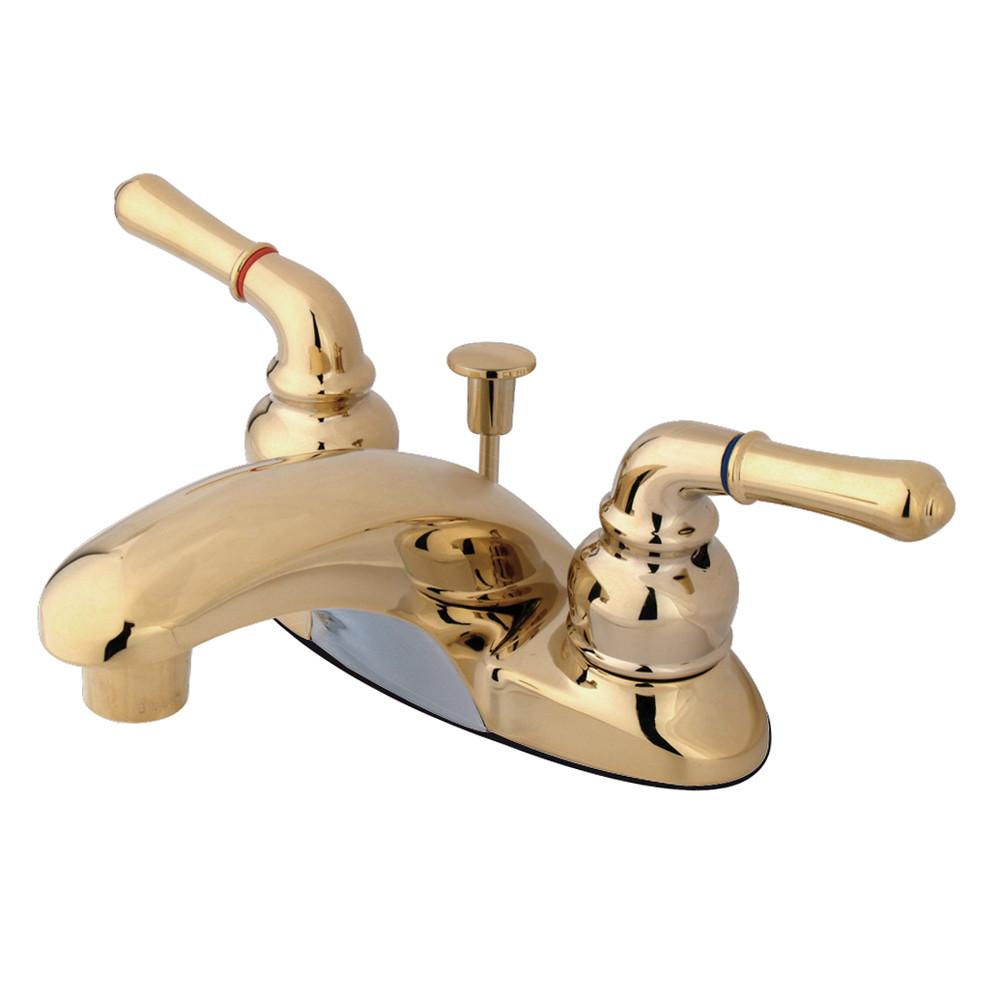 Kingston Polished Brass Magellan 4" 2 handle centerset bathroom faucet KB622
