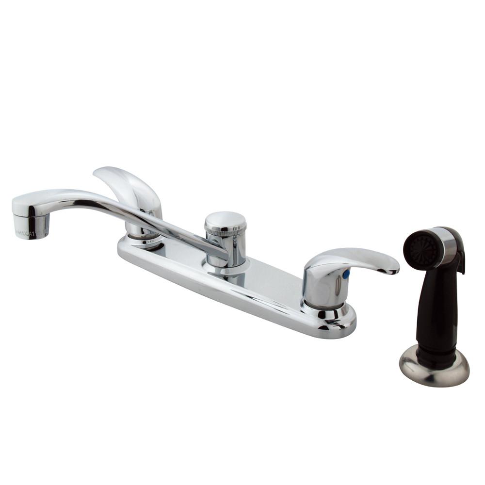Kingston Chrome Double Handle 8" Centerset Kitchen Faucet with Sprayer KB6272LL