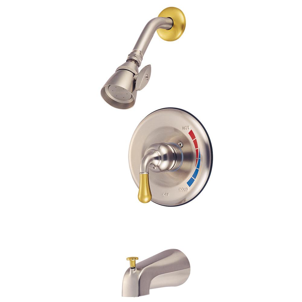 Satin Nickel/Polished Brass Magellan tub and shower combination faucet KB639