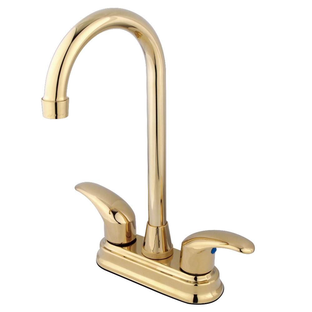 Kingston Polished Brass Two Handle 4" Centerset Bar Prep Sink Faucet KB6492LL