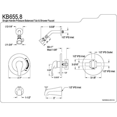 Kingston Chatham Satin Nickel Single Handle Tub & Shower Combo Faucet KB658