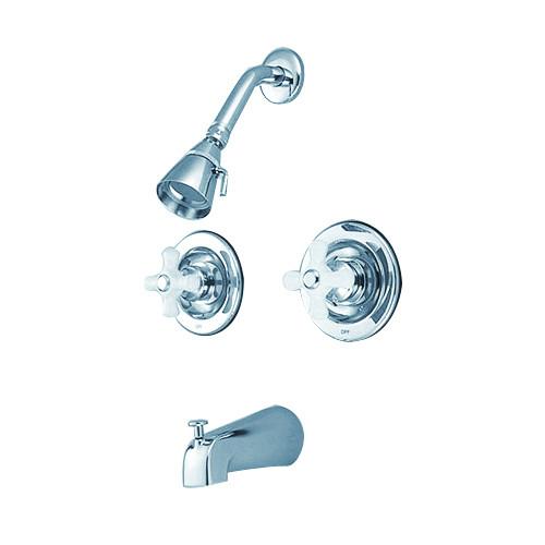 Kingston Brass Chrome 2 Handle Tub and Shower Combination Faucet KB661PX