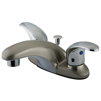 Kingston Satin Nickel / Chrome 4" Centerset Bathroom Faucet w Pop-up KB6627LL