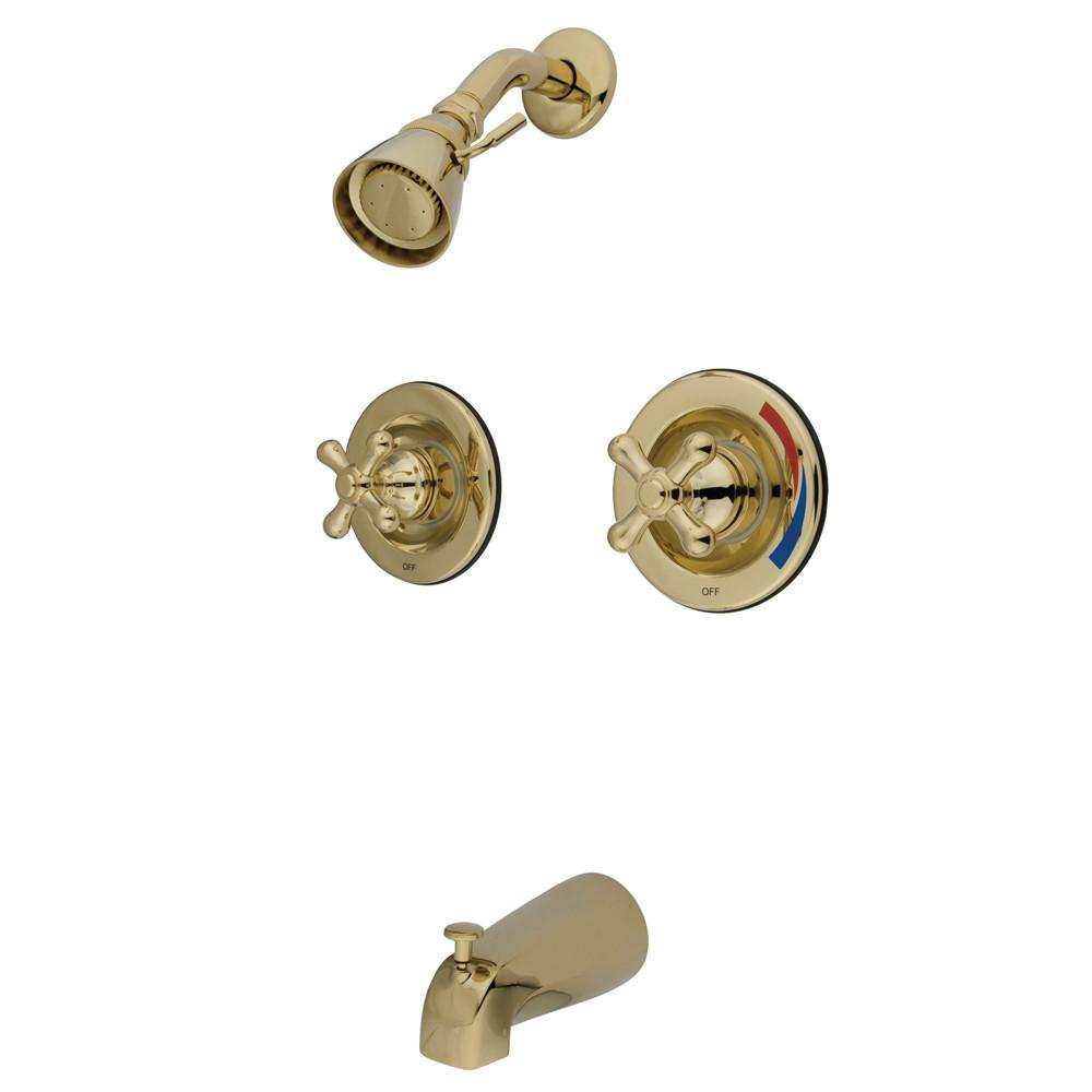 Kingston Brass Polished Brass 2 Handle Tub and Shower Combination Faucet KB662AX