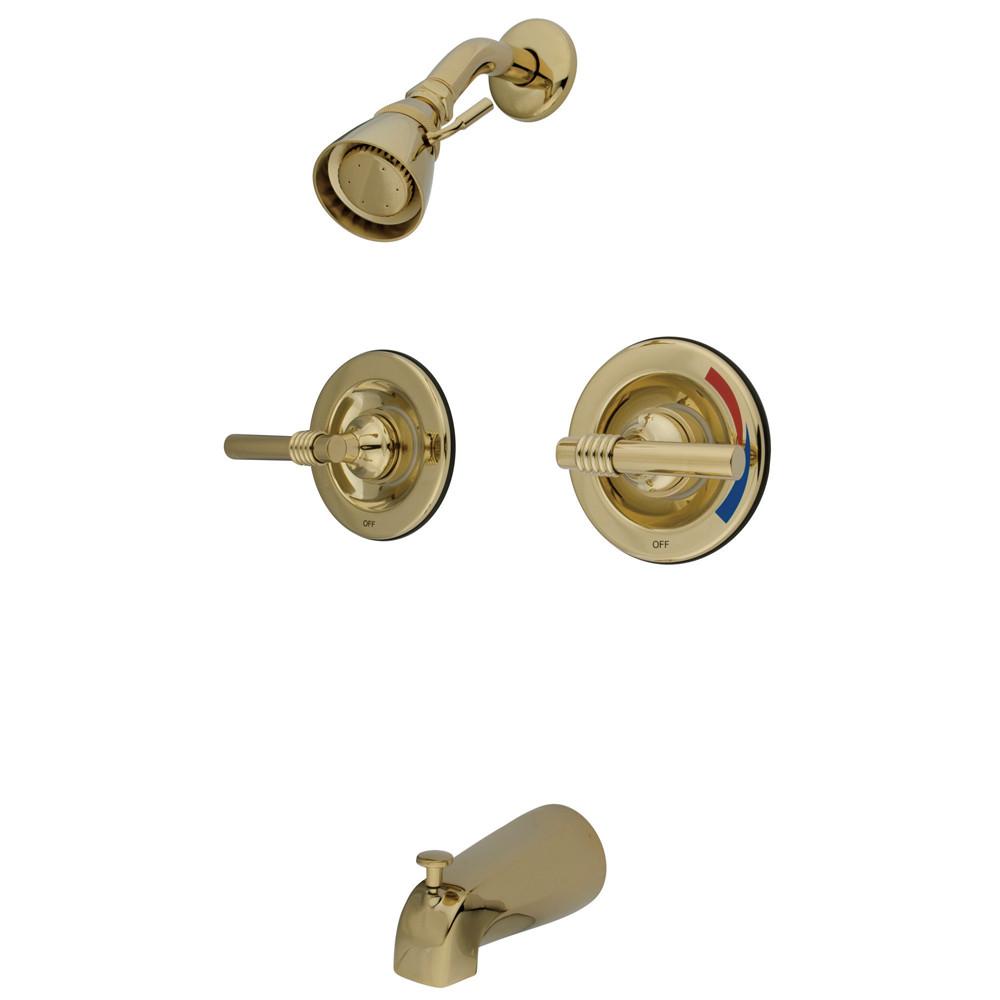 Kingston Brass Polished Brass 2 Handle Tub and Shower Combination Faucet KB662ML