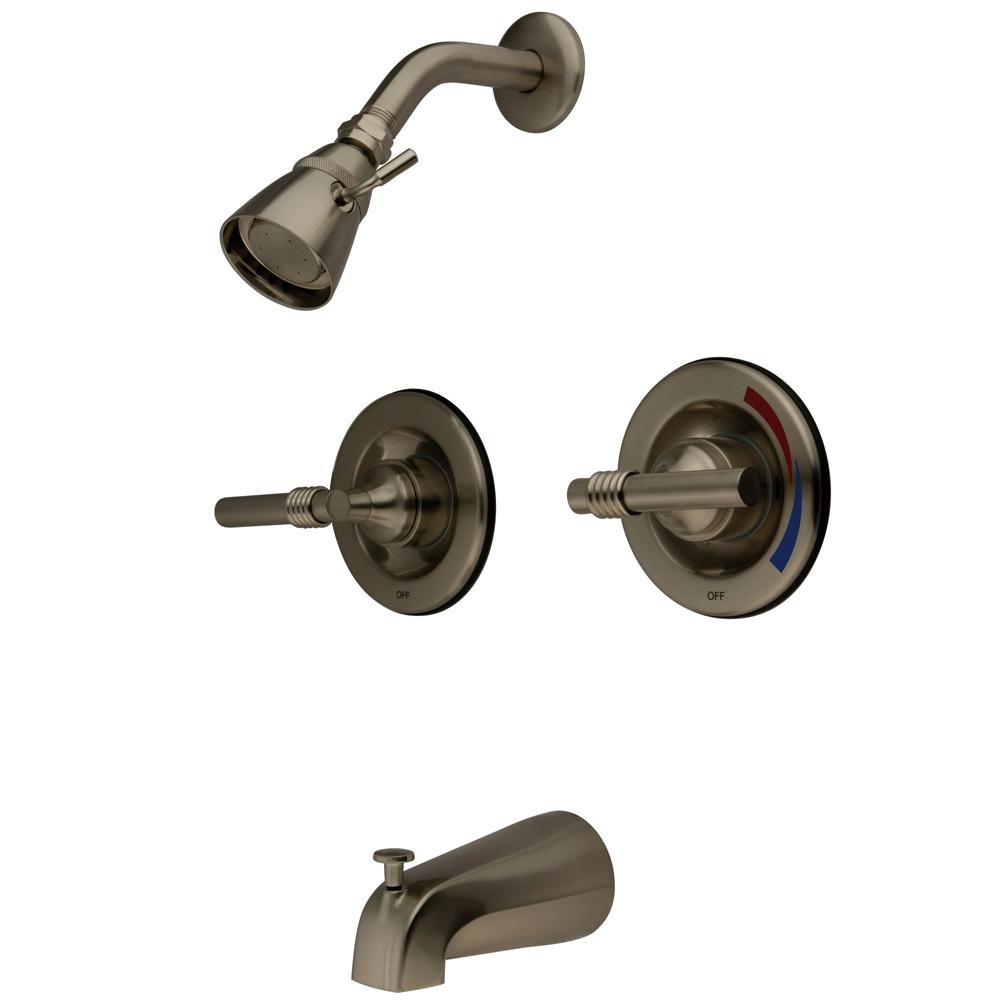 Kingston Brass Satin Nickel 2 Handle Tub and Shower Combination Faucet KB668ML