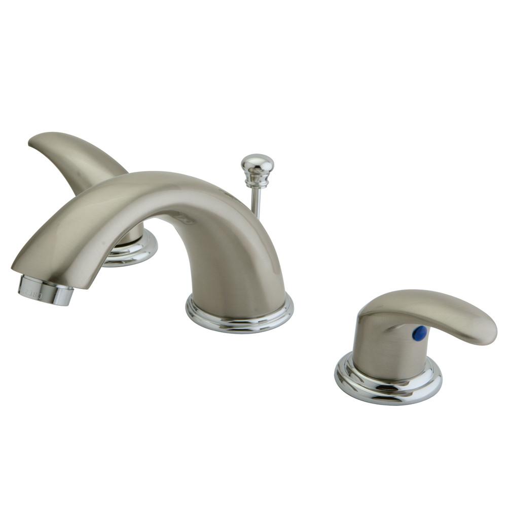 Kingston Brass Satin Nickel/Chrome Widespread Bathroom Faucet w Pop-up KB6967LL