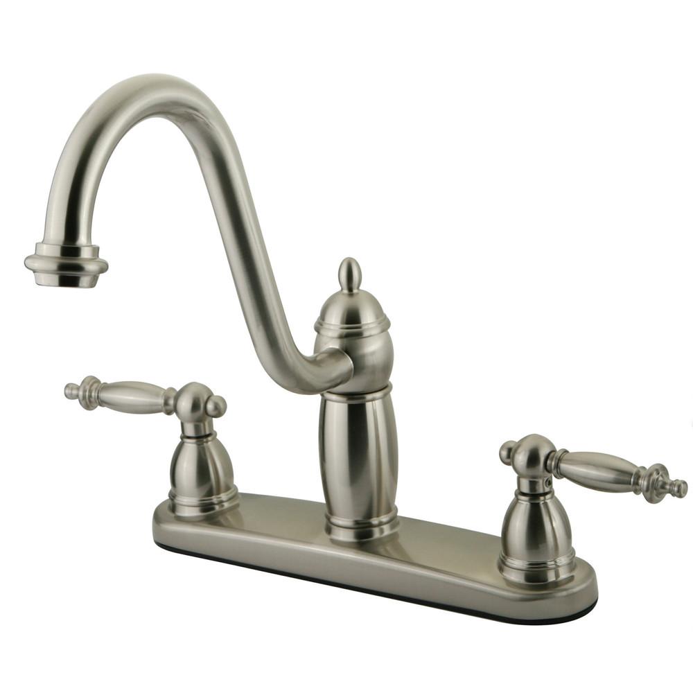 Kingston Satin Nickel Templeton 8" Kitchen Faucet Without Sprayer KB7118TLLS