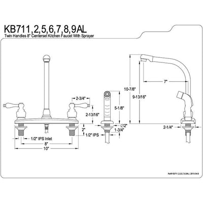 Kingston Brass Chrome High Arch Kitchen Faucet With Sprayer KB711AL