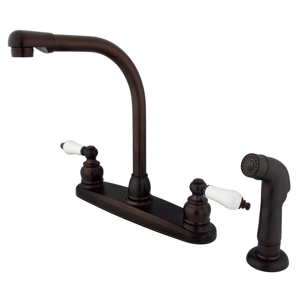 Kingston Brass Oil Rubbed Bronze High Arch Kitchen Faucet With Sprayer KB715SP