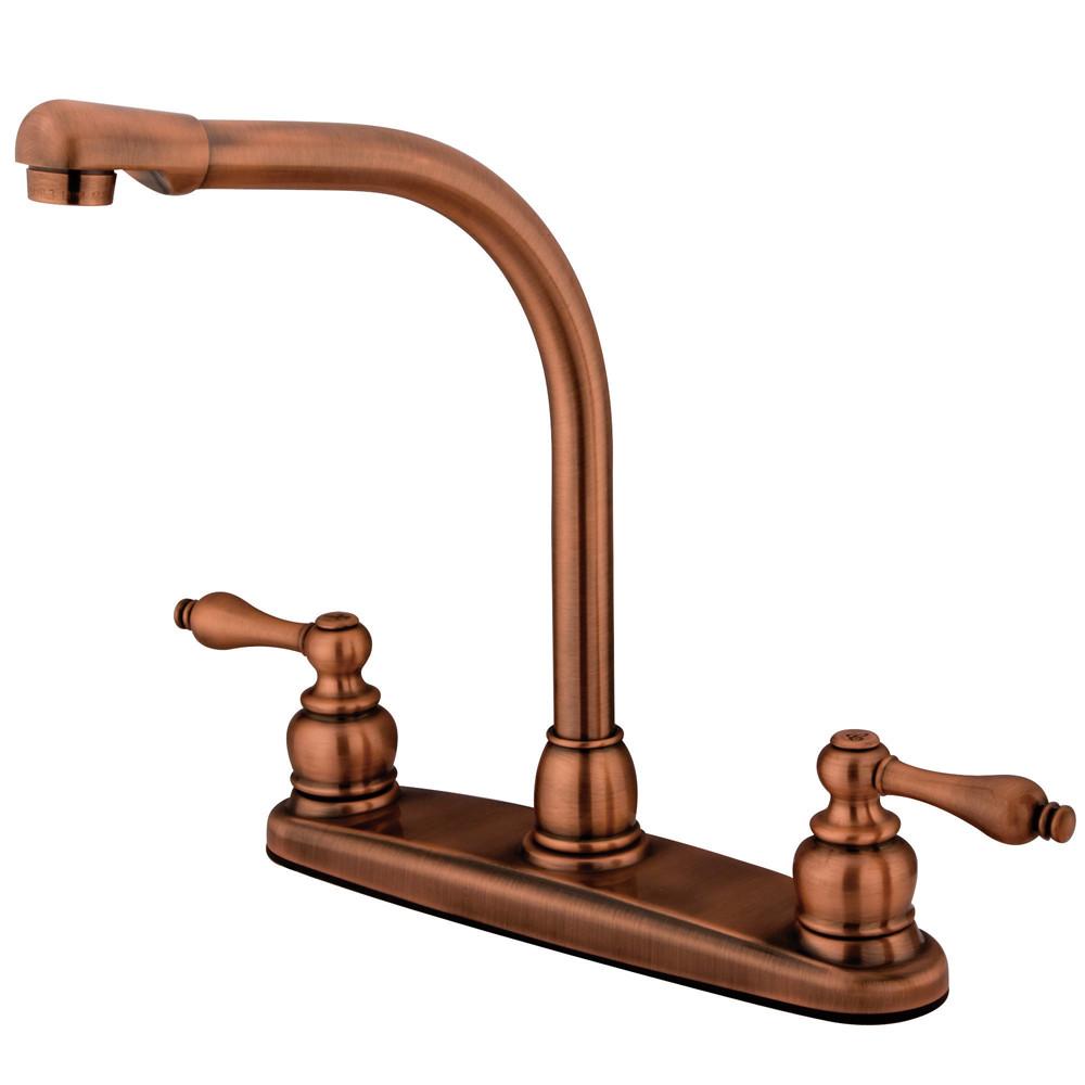 Kingston Brass Antique Copper High Arch Kitchen Faucet KB716ALLS
