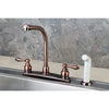 Kingston Brass Antique Copper High Arch Kitchen Faucet With Sprayer KB716AL