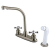 Kingston Brass Chrome High Arch Kitchen Faucet With White Sprayer KB717AX