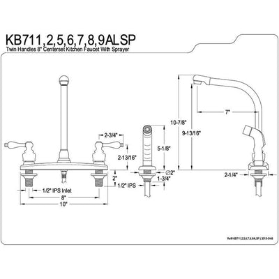 Kingston Brass Satin Nickel High Arch Kitchen Faucet With Sprayer KB718ALSP