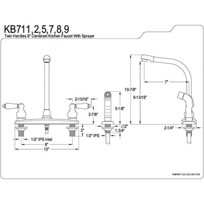 Kingston Brass Satin Nickel High Arch Kitchen Faucet With Sprayer KB718