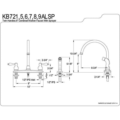 Kingston Chrome Double Handle Goose Neck Kitchen Faucet with Sprayer KB721ALSP