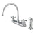 Kingston Chrome Double Handle Goose Neck Kitchen Faucet with Sprayer KB721AXSP