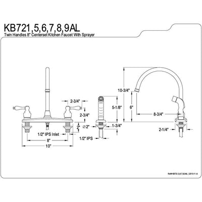 Kingston Satin Nickel Double Handle Goose Neck Kitchen Faucet w sprayer KB728AL
