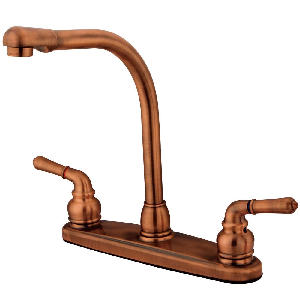 Kingston Brass Antique Copper Magellan high arch 8" kitchen faucet KB756LS