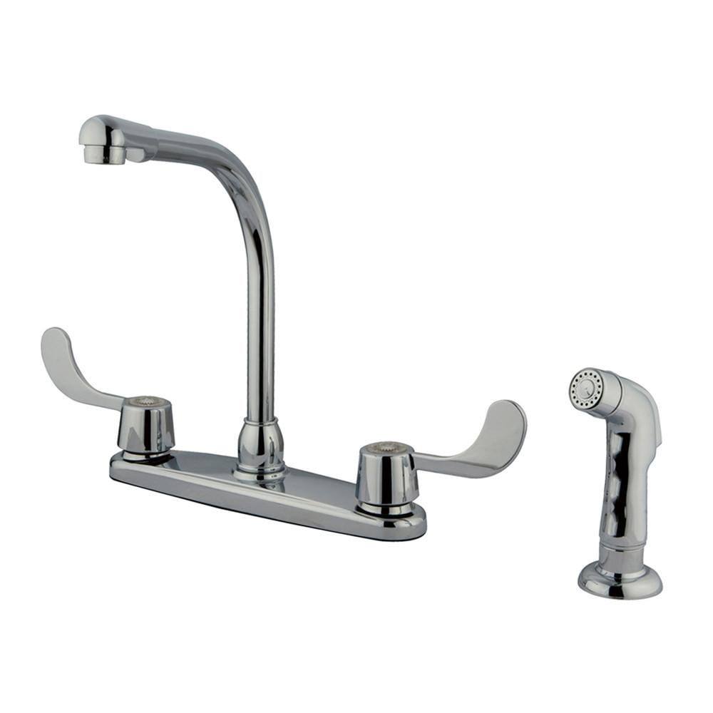 Kingston Brass Chrome 8" Kitchen Faucet With Blade Handles KB762SP