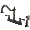 Kingston Oil Rubbed Bronze Double Handle 8" Kitchen Faucet w sprayer KB7755BLBS